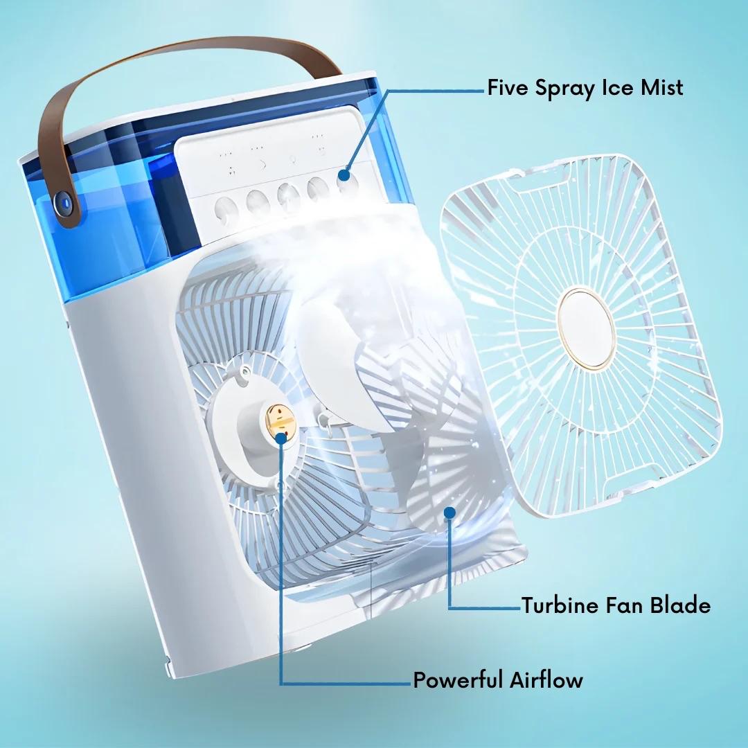 Portable Electric Fan Air Conditioner – Cool, Mist & Glow